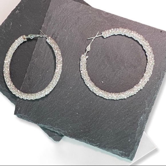 RHINESTONE HOOP EARRINGS - Picture 2 of 2